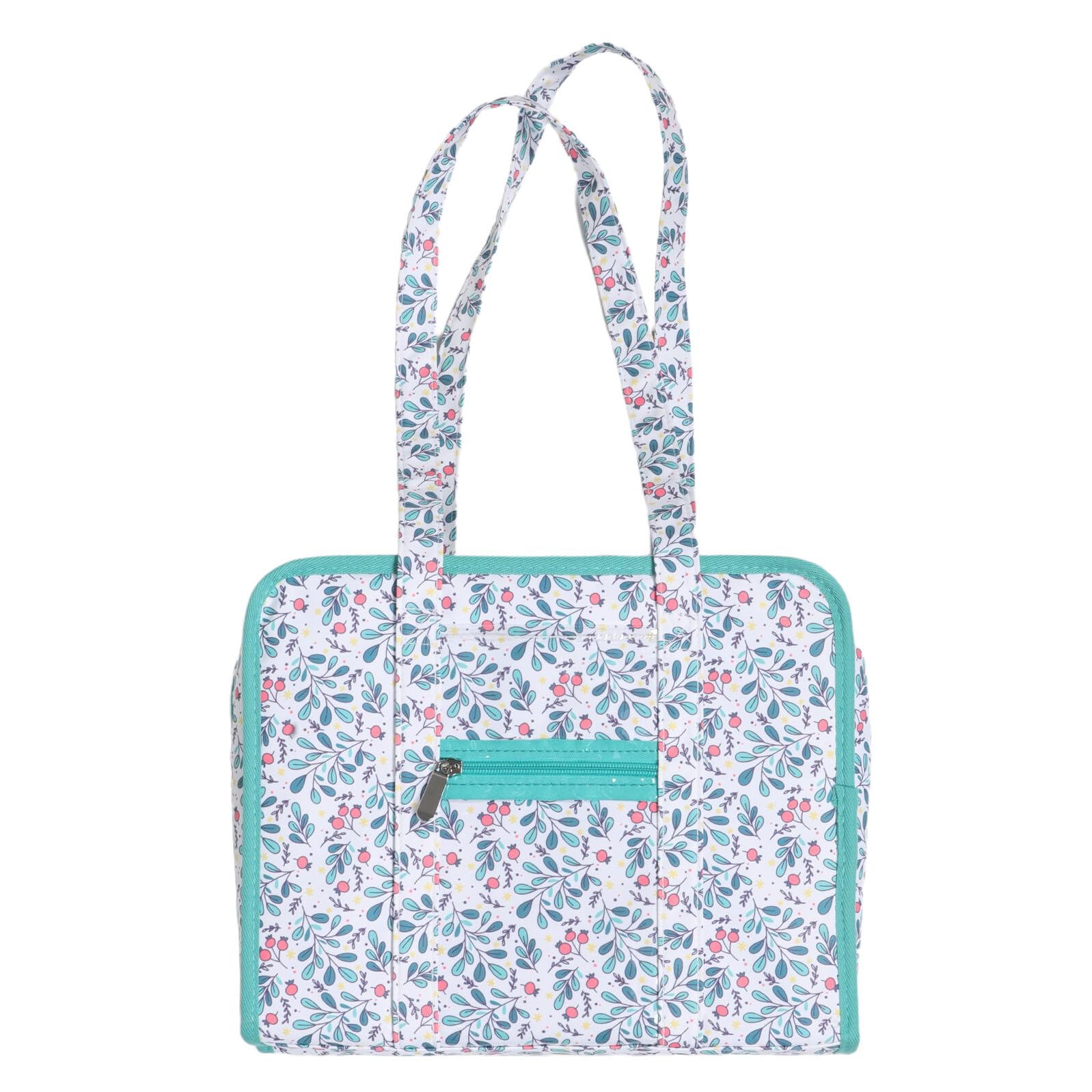 Stickzubehörtasche mit Blumenmuster, Mehrlagige Aufbewahrungstasche | Anfänger, Großes Fassungsvermögen, Tragbar mit Stabilem Griff, für Bastelraum und Reise