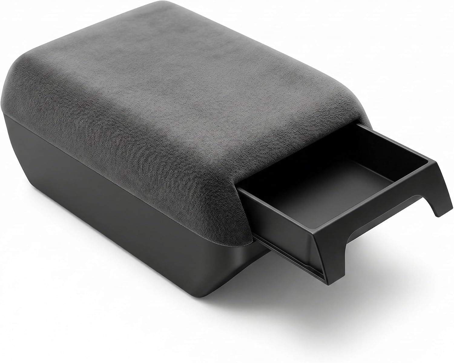 Armrest Cover for Tesla Model Y & Model 3 (2024-2026), Height Boost Center Console Cover with Hidden Drawer(Soft Felt Cushion, Gray)