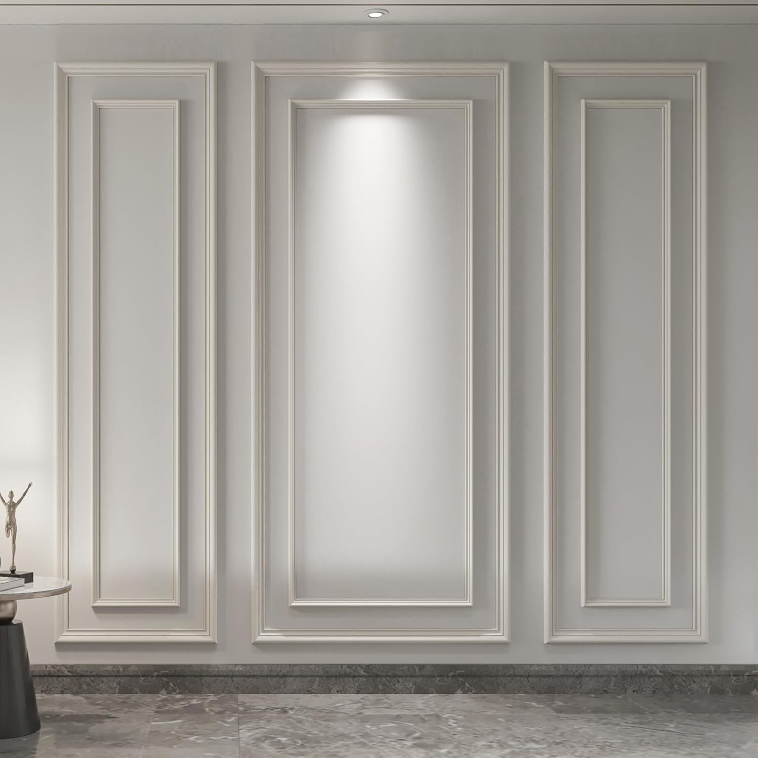 Art3d Premade Bilinear Frame Accent Molding Set, Pre-Cut Decorative Wainscoting Panel for Home Décor, Ready-to-Assemble Glue-On Wall Trim for Living Room Bedroom Corridor, 3 Whole Bilinear Frame White - Style 2