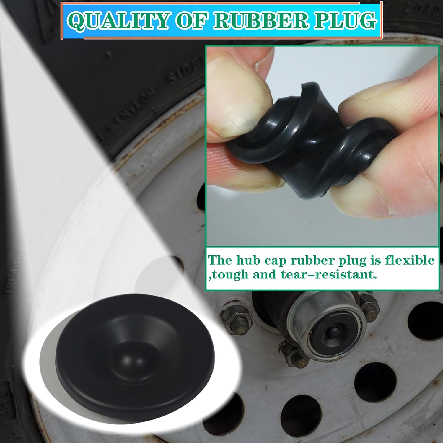 4pcs 1.98'' Trailer Hub Dust Caps with Extra 4pcs Rubber Plugs,Bearing Center Replacement Trailer Cup,Trailer Hub Grease Cap for Most 2000 to 3500 Ib Axles Dexter EZ Lube