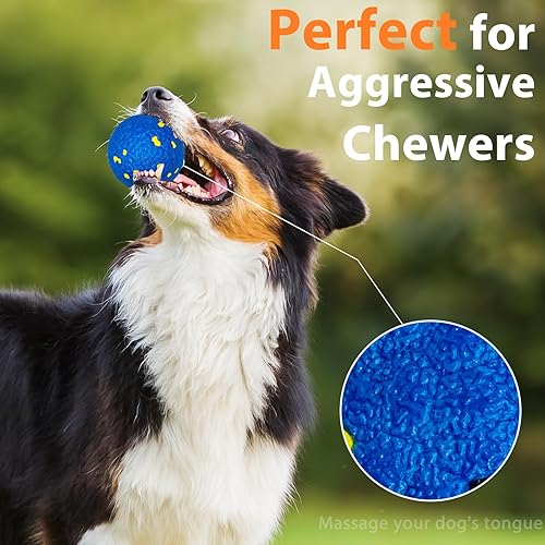Miniatura 3 de Beieverluck Paquete de 12 pelotas de tenis para perros para masticadores agresivos, pelotas de juguete indestructibles para perros grandes, medianos