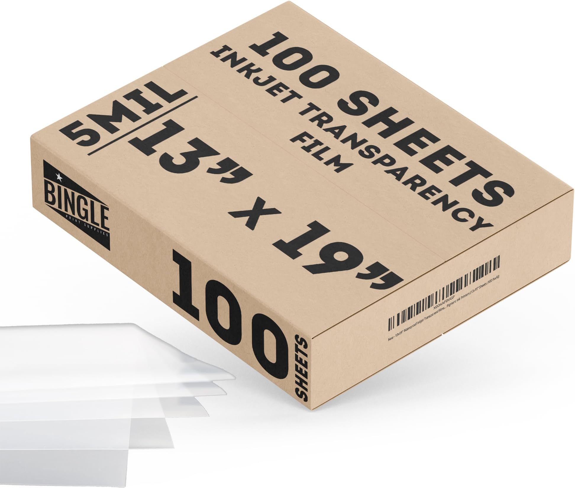 5 MIL - Waterproof Screen Printing Inkjet Films Transparency Postitive for EPSON HP Canon (Water-Based-dye and Pigment Ink) Printers Rolls & Pre-cut Sheets (13x19" Sheets (100 Pack))