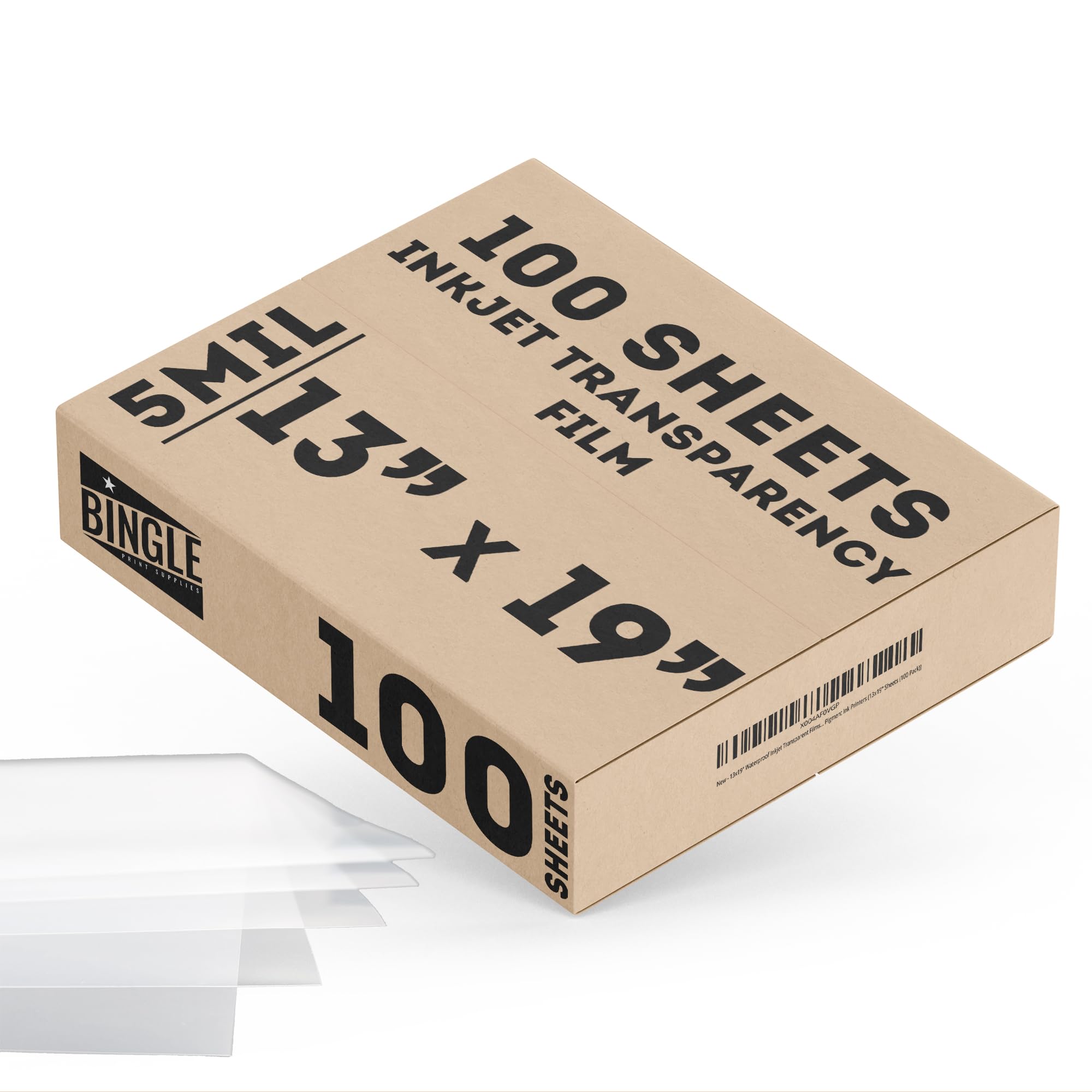 13x19" Waterproof Inkjet Transparent Films Silk Screen Printing for Water-Based Dyes and Pigment Ink Printers (13x19" Sheets (100 Pack))