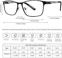 Vista 6 de 4 Pack Blue Light Blocking Reading Glasses Men Rectangular Metal Full Frame Readers with Spring Hinge Anti Uv/Glare