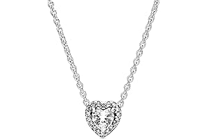 Pandora Elevated Heart Cubic Zirconia Necklace in Sterling Silver, 17.7", No Box