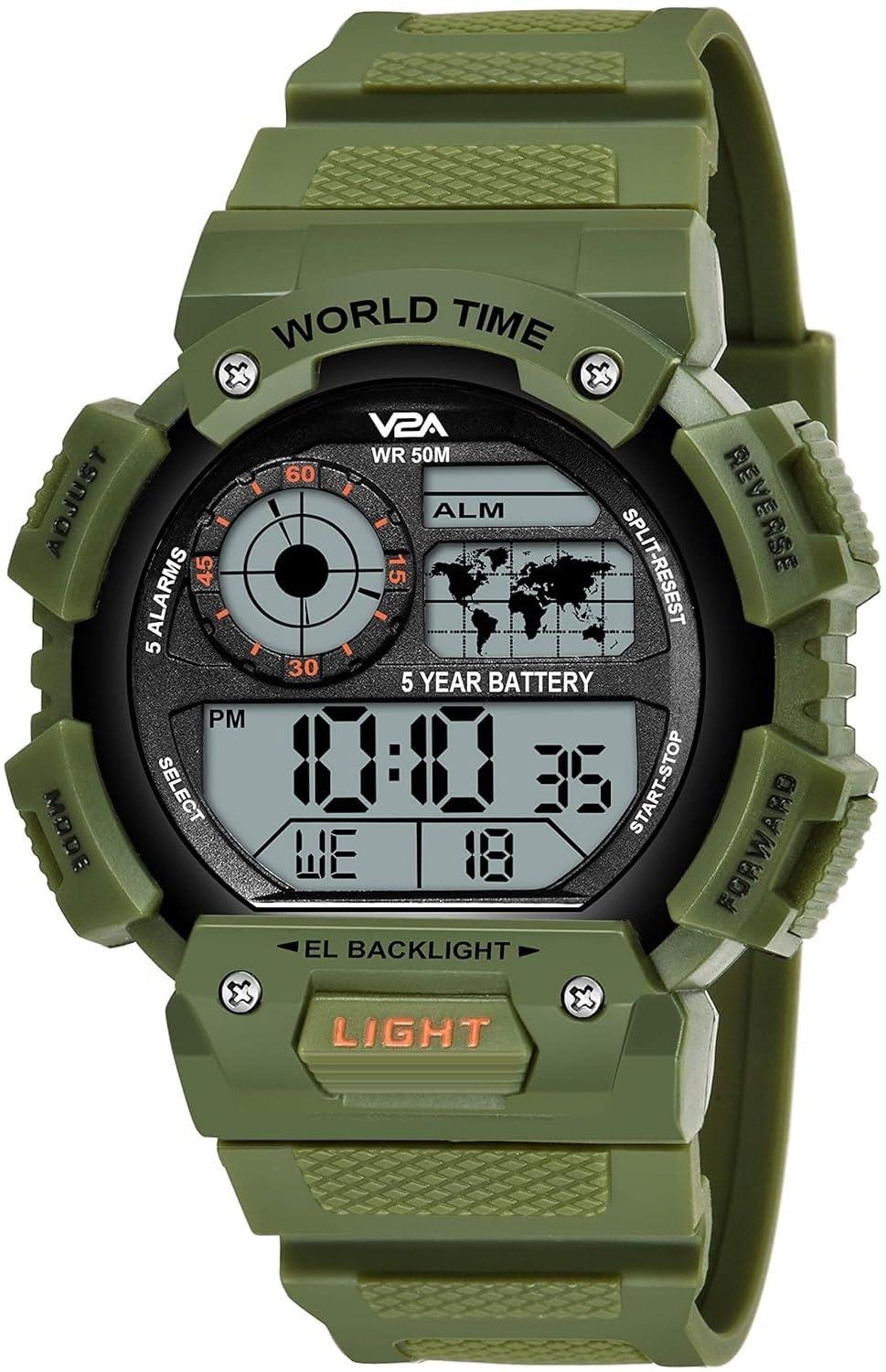 V2A Resin Digital Men Watch (White Dial Green Colored Strap), Green Band (B08GZBT9KY) Amazon Price History, Amazon Price Tracker