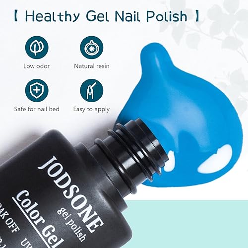 Miniatura 5 de JODSONE Kit de 23 esmaltes de uñas de gel con luz UV color popular con capa base duradera, capa superior brillante mate