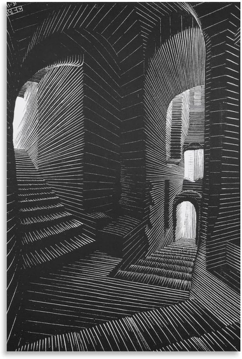 Matvsd Kohecs M.C. Escher Poster《Covered Alley in Atrani》Canvas Painting M.C. Escher Wall Art Illustration Prints for Office Decor Picture 30x45cmx1 Frameless