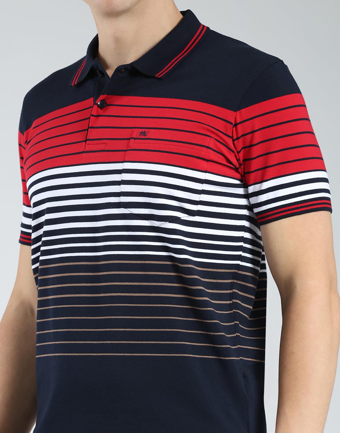 Monte Carlo Men's Regular Fit Striped Polo T-Shirt | Half Sleeve | Collared Neck | Casual Wear T Shirt for Men's Navy Blue M (Pack of 1) 4