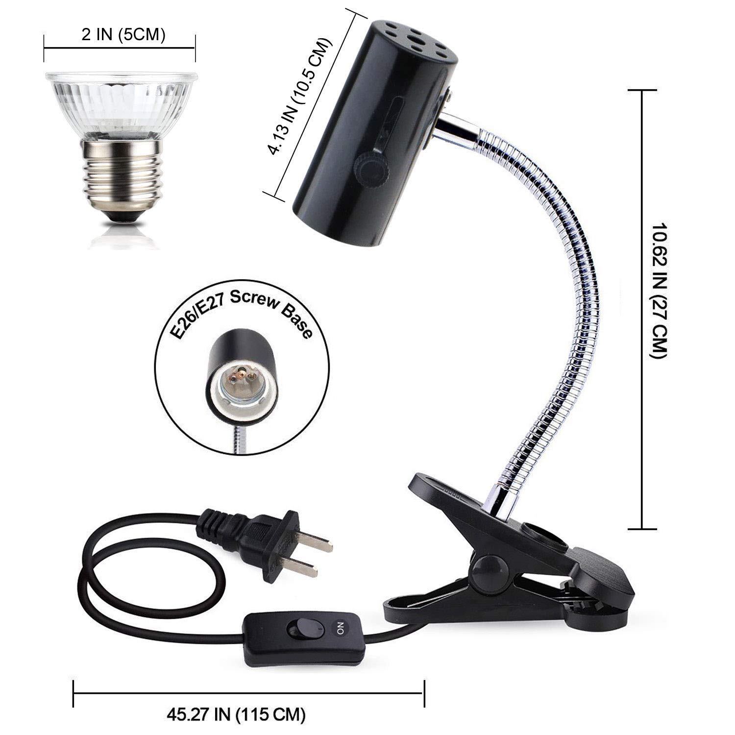 Buy OMAYKEY Reptile Lamp Fixture Holder Clamp with 50W UVB + UVA Full