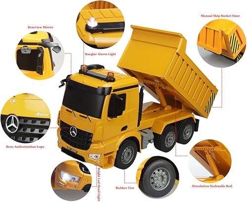 Miniatura 4 de Fisca Camión de control remoto escala 120 de 6 canales de 24 Ghz RC camión volquete de juguete de construcción con luces LED y sonido de simulación