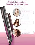 LANDOT Hair Straightener and Curler 2 in 1, Dual Voltage Twist Flat Iron 1" | Anti-Frizz Tourmaline Ceramic Plates, Fast 30s Heat-Up, 12 Temp 250-450F, All Hair Types, Travel-Ready, Auto Shut-off, Swivel