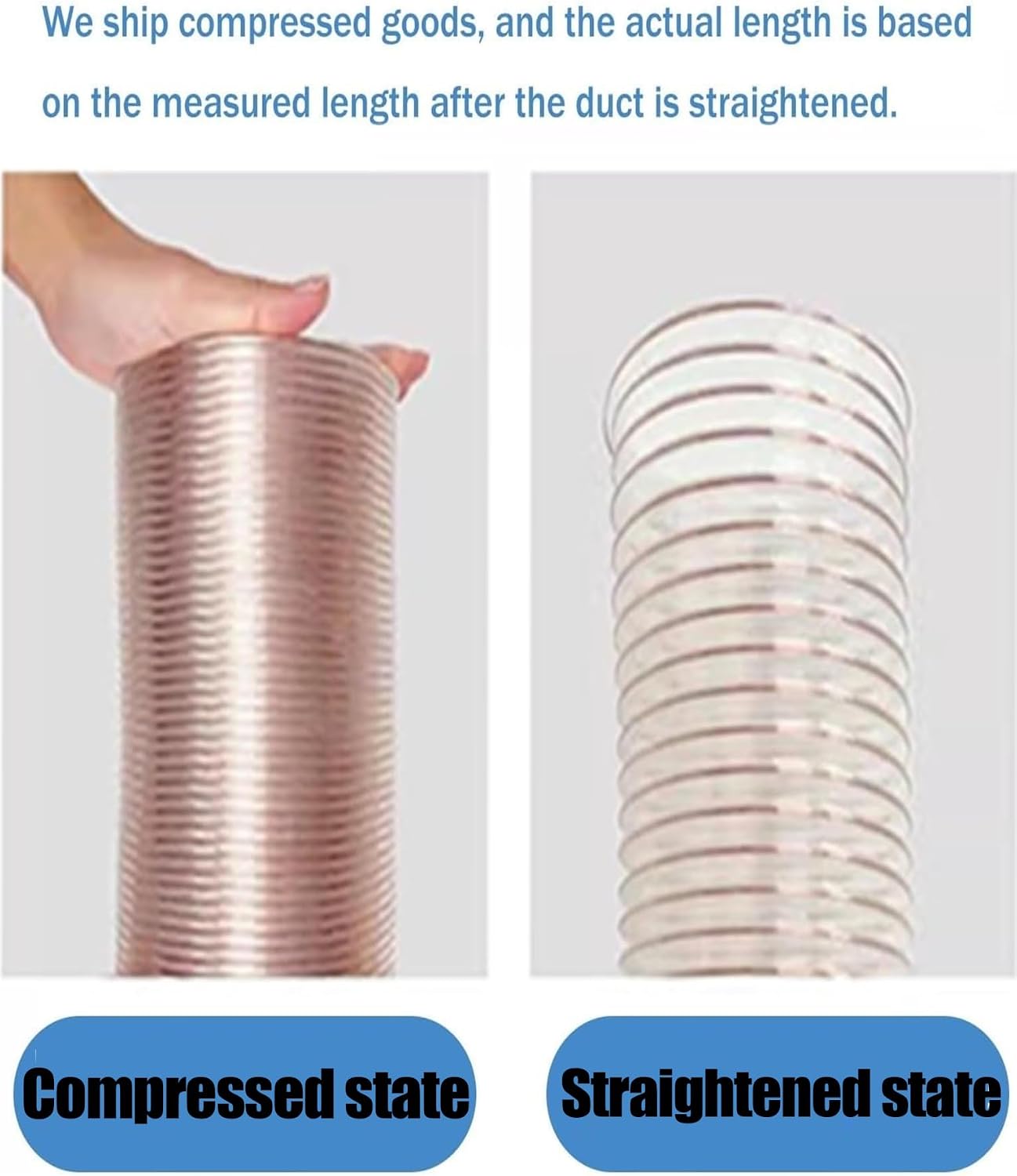 80mm Inner Diameter, Thick Vac Hose, 2m Length Flexible Dust Collection Hose,PU Hose with Copper-Plated Steel Wire(2mm)