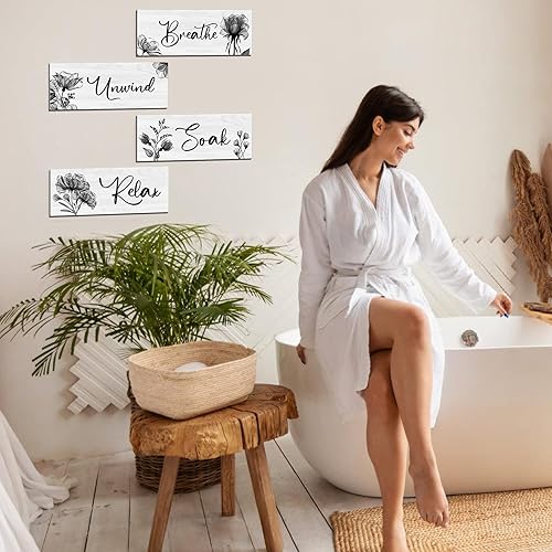 Miniatura 7 de 4 placas de madera para pared, decoración de baño grande para el hogar, spa y lavandería