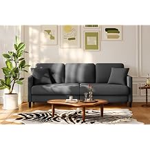 Welzona 83" Sofa Couch, Teddy Loveseat Sofa Tool-Free Setup, All-Wood Couches for Living Room 2 Pillows Included, Small Couch for Bedroom, Office, Grey Sofas