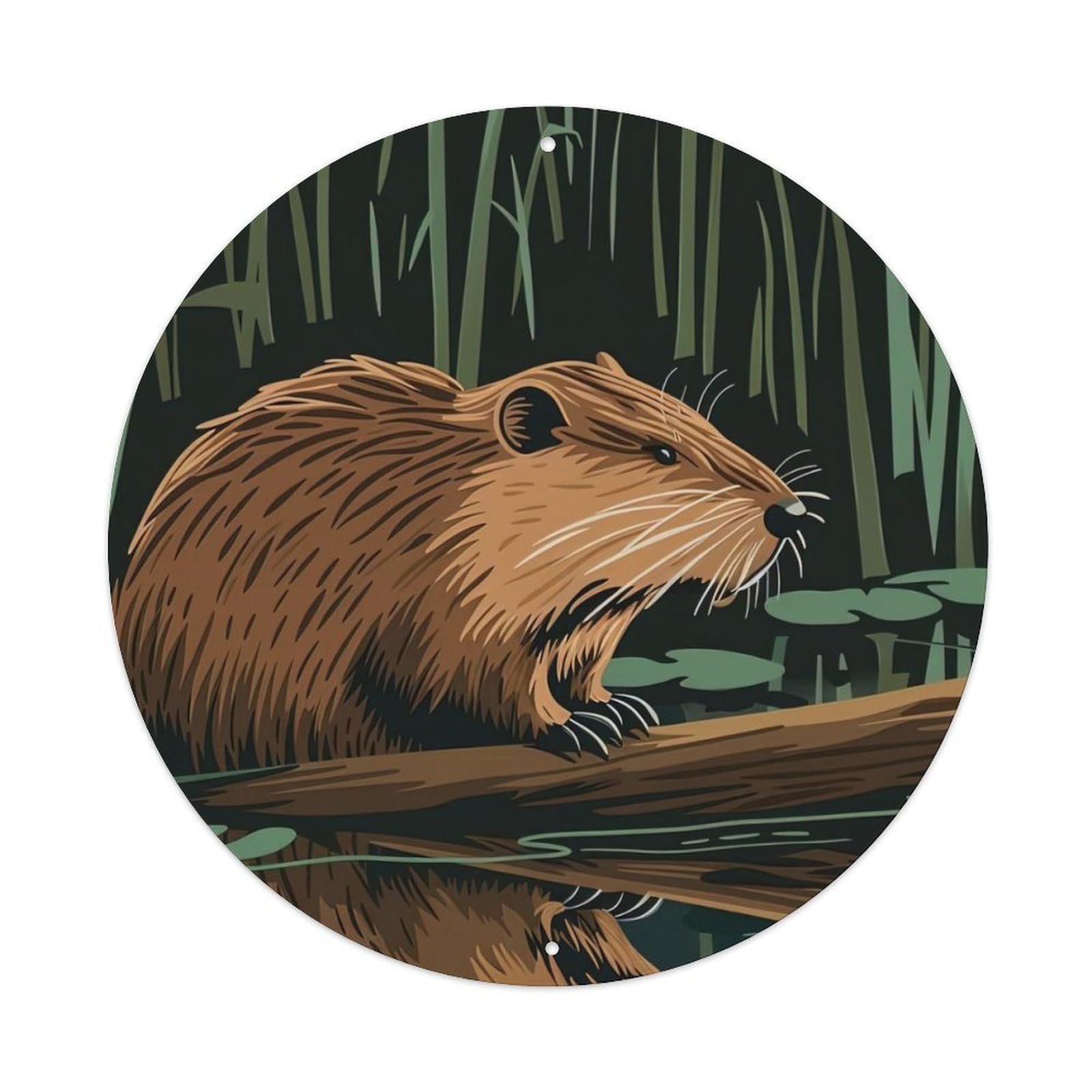 Animal Artwork Beaver by The Grass Metal Tin Sign