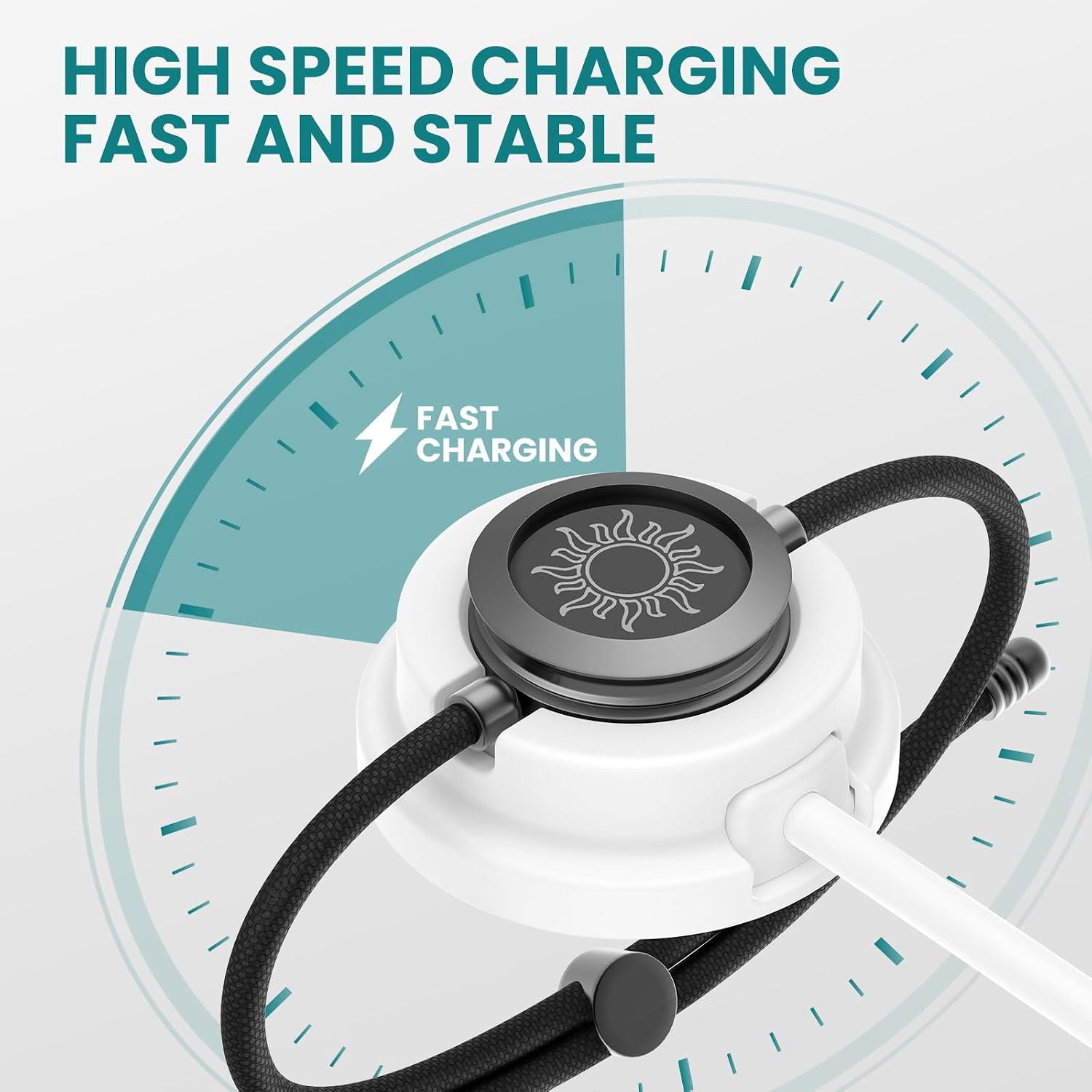 TOTWOO Fast Charging Cable with Anti-Slip Base for Long Distance Bracelets, Replacement USB Charger Cord for TOTWOO Smart Bracelet, Portable Travel Charging Adapter for Couple Bracelets