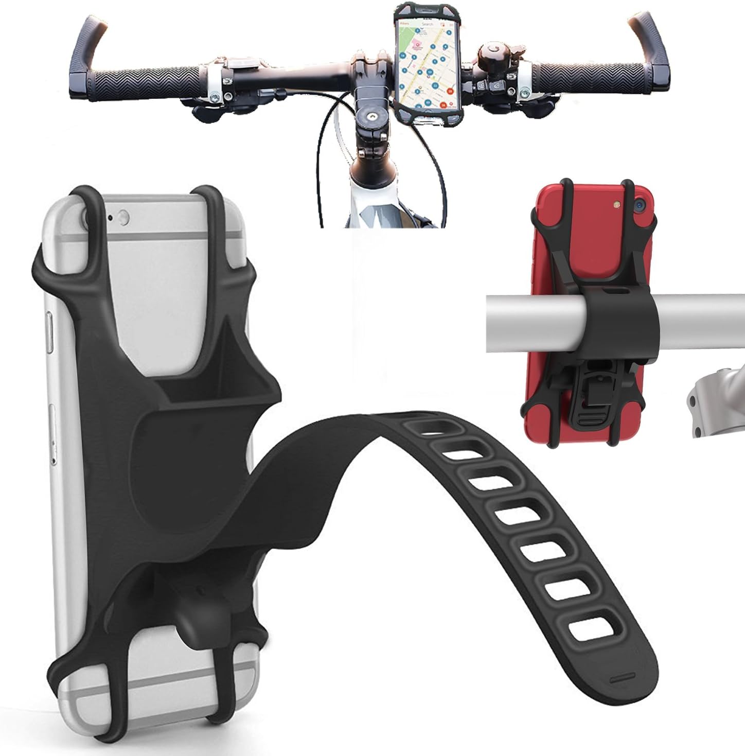 Bike Cell Phone Tether Mount Holder Bicycle ATV MTB Motorcycle Golf Cart Handlebar For Samsung Galaxy S10 5G, S10 Plus, S10e, S9 Plus, S9 S8, Note 10, Note 9, Note 8, A50, A10e,J7 Sky PRO,J3,J3V (Red)