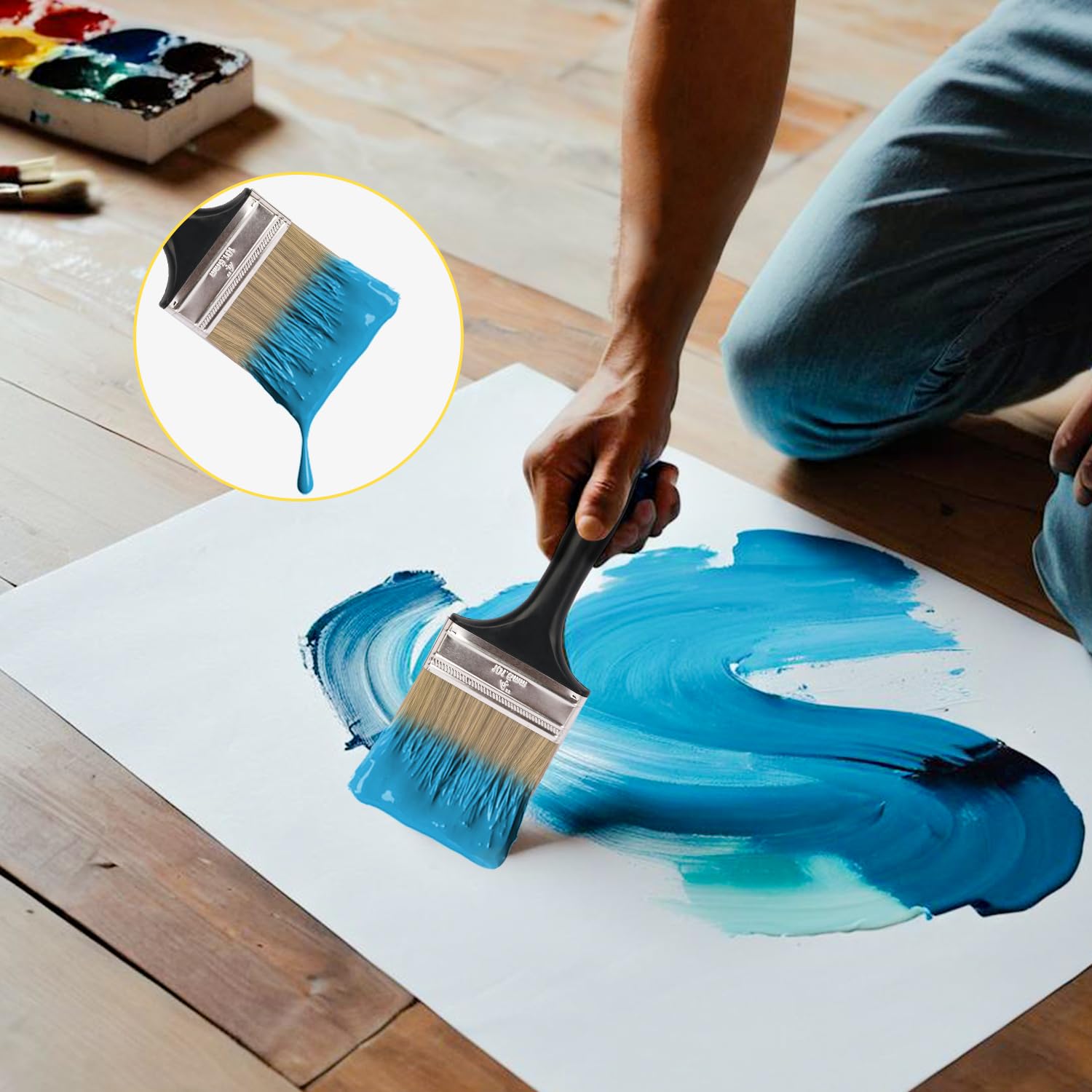 Paquete de 14 pinceles de pintura de 4 pulgadas, una gama profesional de pinceles de pintura de pared, pincel de pintura de cubierta y pinceles de virutas, herramientas de pintura perfectas para tu
