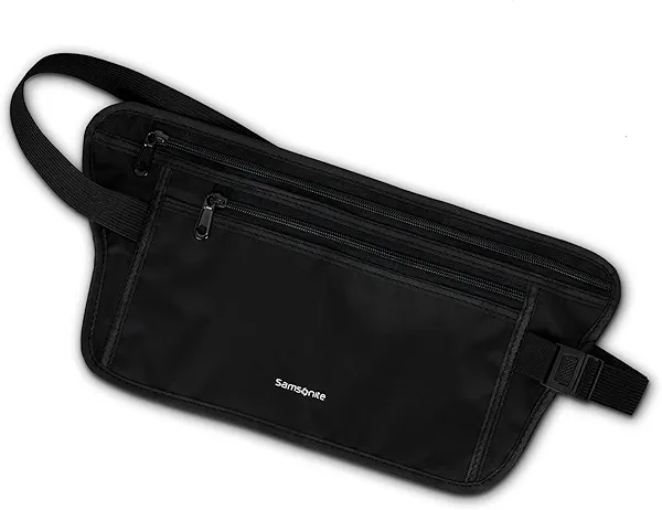 Samsonite RFID Waist Belt - Lightweight and Durable Nylon RFID Protection Technology - Blocks RFID Signals Encoded In Passports, IDs & Credit Cards