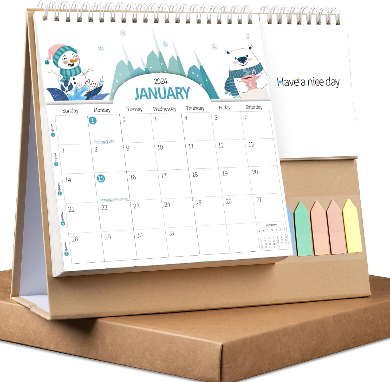 Desk Calendar 20232024 18 Monthly Small Desktop Calendar Runs from