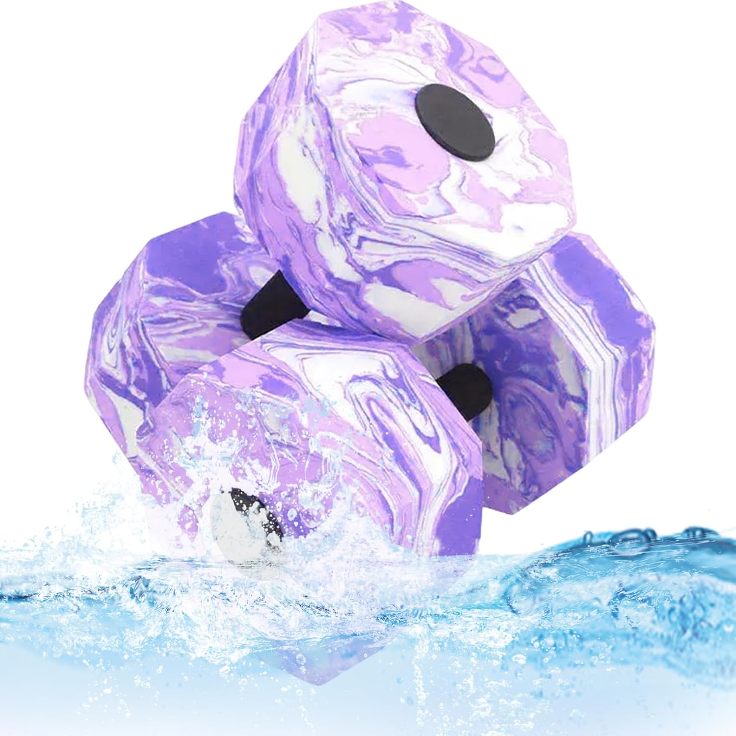 1 Pair Water Weights, EVA Foam Dumbbells Water Aerobics Equipment, Low Impacts Resistance Training Pool Exercise Equipment for Adults Sports Aquatic Workout, Purple