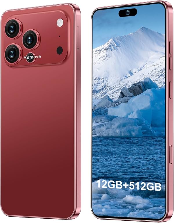 Smartphone 17PM: Snapdragon 8 Gen 3, 12GB RAM + 512GB almacenamiento, batería de 7000mAh, pantalla de 6.99 pulgadas, cámara de 68MP+108MP, Android 15, 5G, doble SIM - Superior (Burgundy)