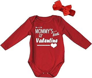Mamá Little Valentine - Body de algodón (talla L/S), color rojo Rojo rosso 6-12 Meses