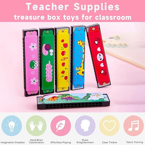 Miniatura 6 de 24 armónicas para niños a granel, regalos de fiesta de cumpleaños, regalos de devolución para niños de 4 a 8 y 8 a 12 años | Bolsas de regalo para