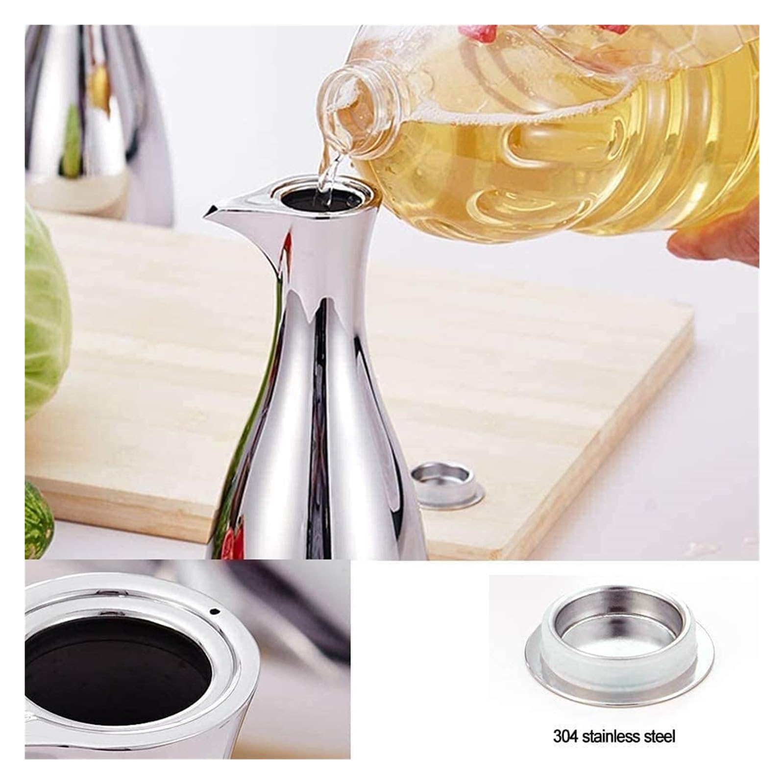 Set Olio e aceto Bottiglia for Dispenser di Olio d'oliva e aceto in Acciaio Inossidabile, Contenitore for Dispenser di condimenti liquidi for la Cottura in Cucina Oliera