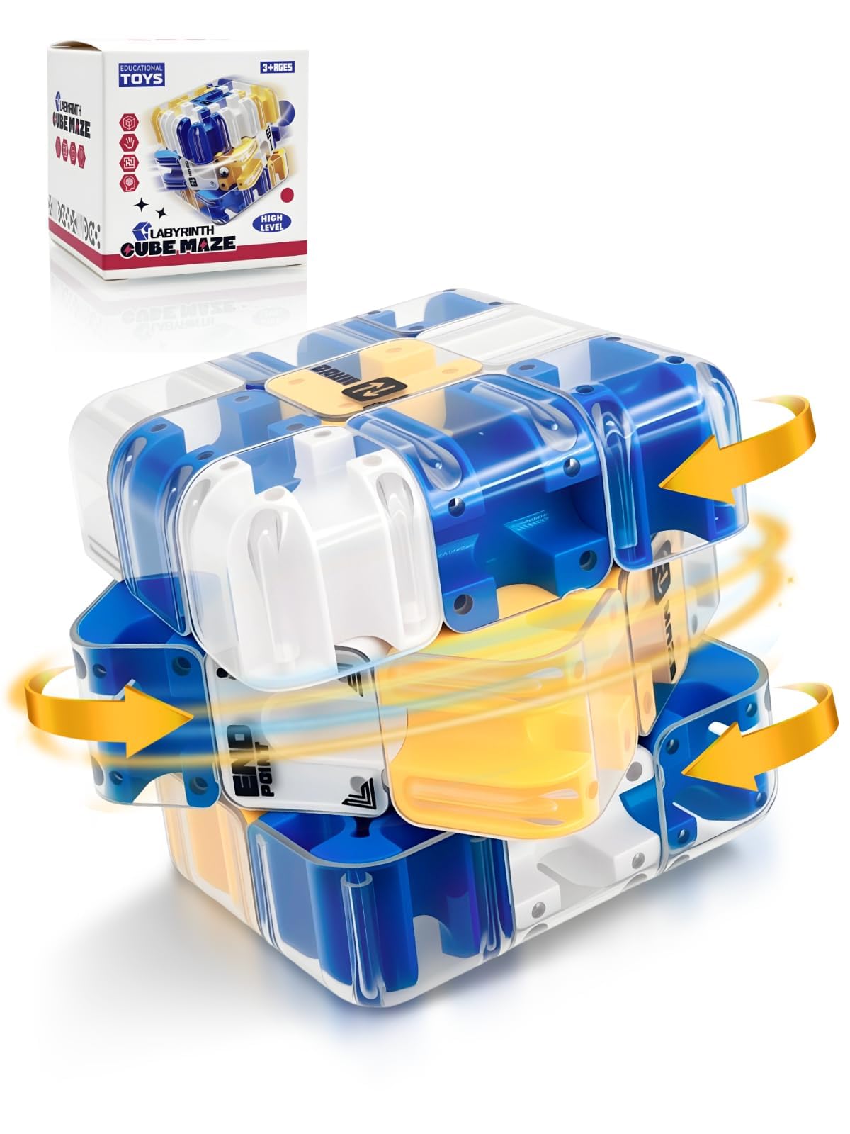 DealKits 3D Zauberwürfel, Labyrinth Kugel Komplexes Puzzle Mit Rollenden Kugeln, 3D Puzzle Würfel Spielzeug, Interaktives und Praktisches Gehirntrainingsspielzeug zum Stressabbau (6.9 cm)