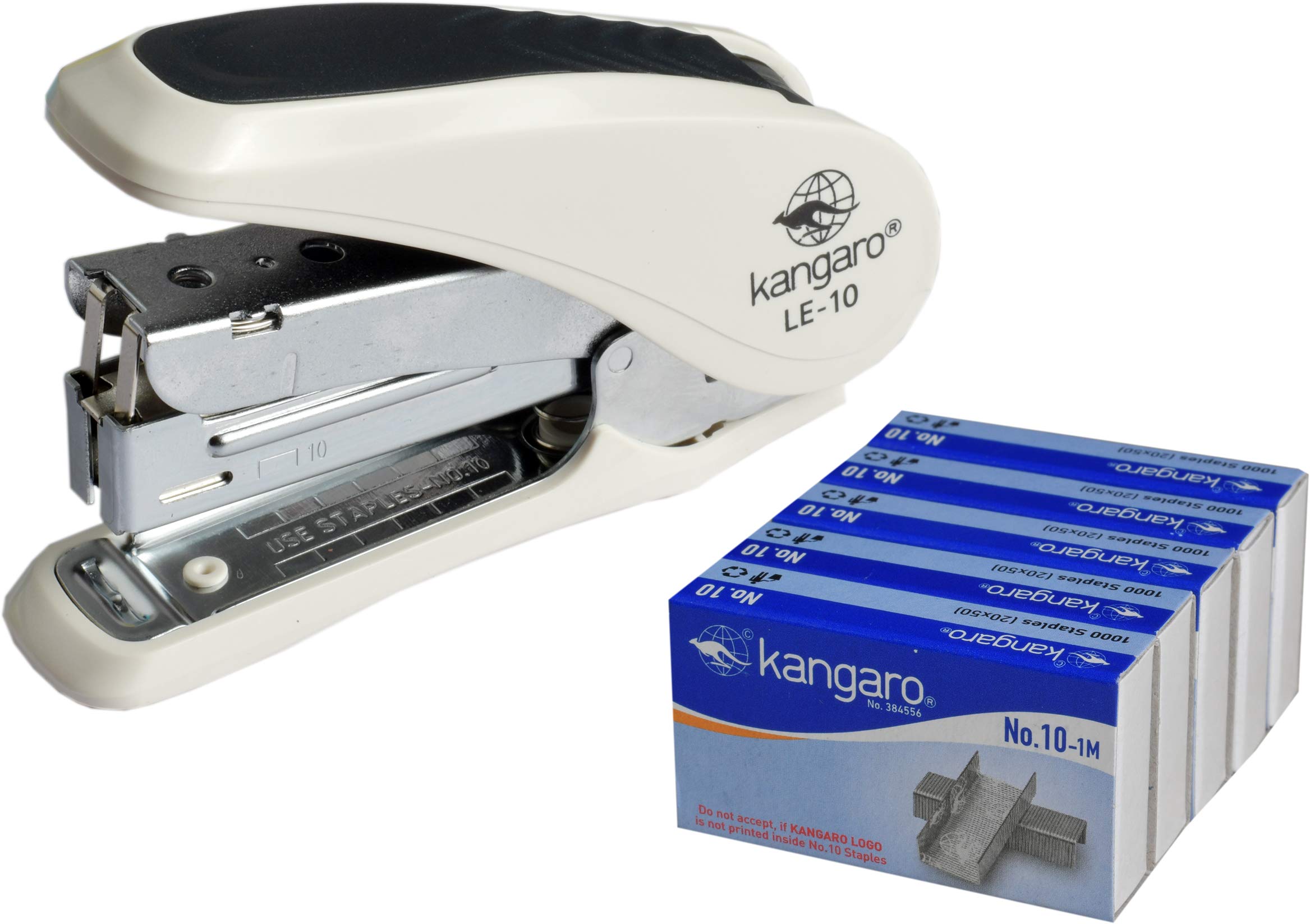 Kangaro 50% Less Effort White Stapler with 5 Pkt of Staples Pin