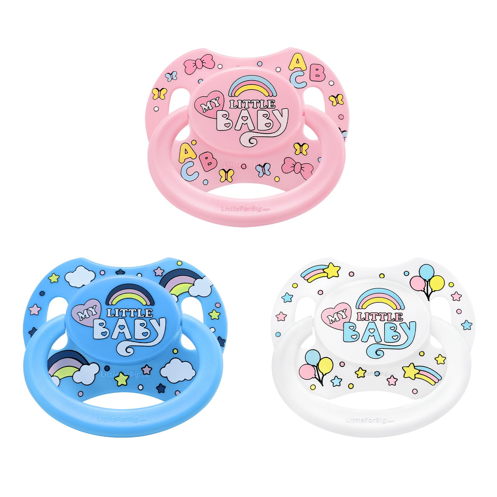 LittleForBig Bigshield Generation-II Adult Sized Printed Pacifiers Set My Little Baby Pattern 3-Pack