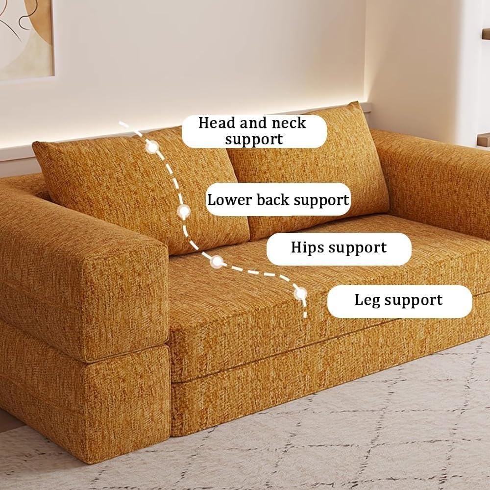 Divano Letto Convertibile, Sedia Dormiente Pieghevole con Bracciolo di Supporto e Cuscino, Comodo Divano Componibile In Schiuma a Forma di L Semi-chiuso per Soggiorno(Green,1.8m)