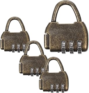 Uonlytech 4pcs Combination Locks for Lockers Mini Suitcase Padlock for Locker Coded Padlock Vintage Digit Padlock Chinese Style Padlock Antique Chinese Lock Metal Padlock Drawer Padlock Bags
