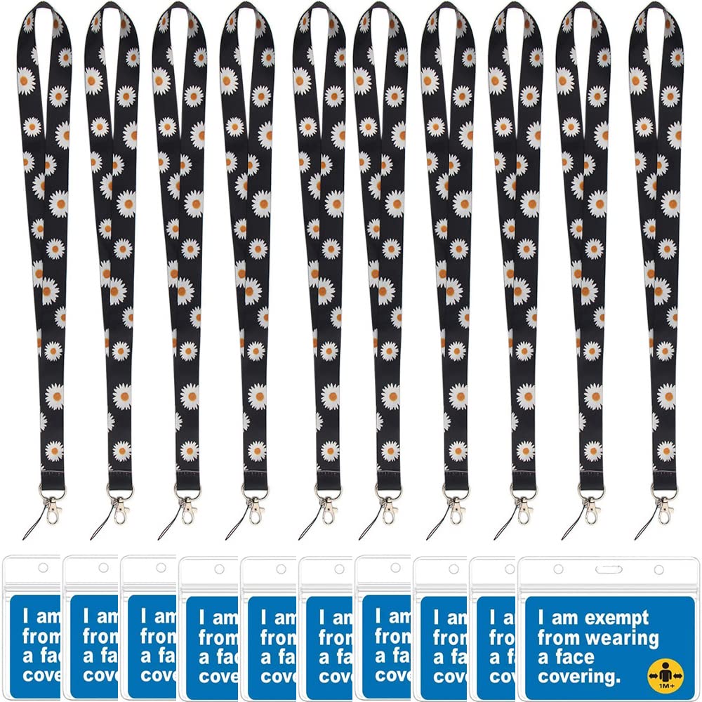 Face Mask Exemption Lanyard with Card Holder,Includes 10pc Mask Exemption Badge and10pc Lanyard and 10pc Card Holder (black2)
