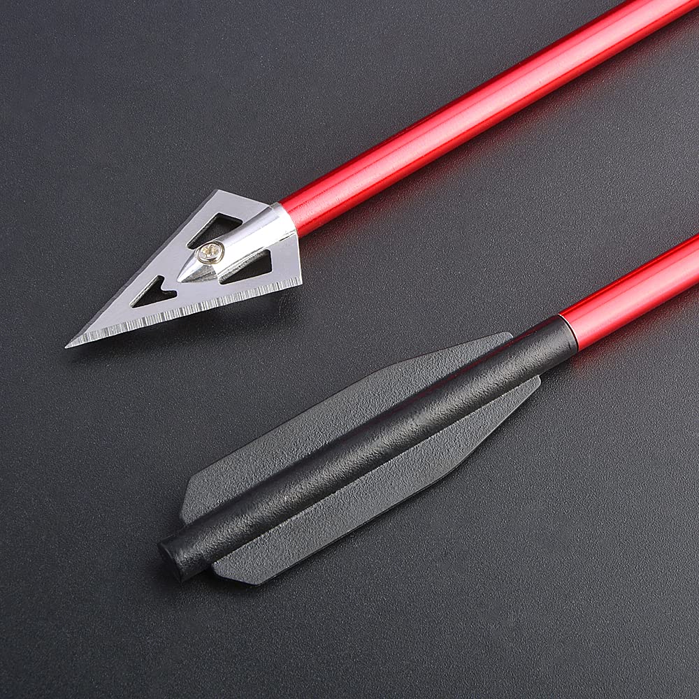 12 PCS 6,3'' 6,8'' Flèche Arbalète en Aluminium pour Cible de Fleche arbalete, Mini Boulons d'arbalète pour Pratiquer la Cible de tir et la Chasse au Petit gibier (Rouge2)