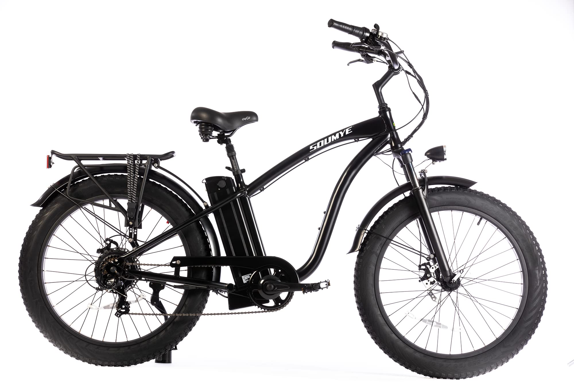 Beach Cruiser E-Bike 1050W Pack Watts Motor 48V/768WH Lithium Battery 26”x4.0 Fat Tire Max Speed 28m/h Step-Thru M5 Larger Size Display 7 Gears for Adults