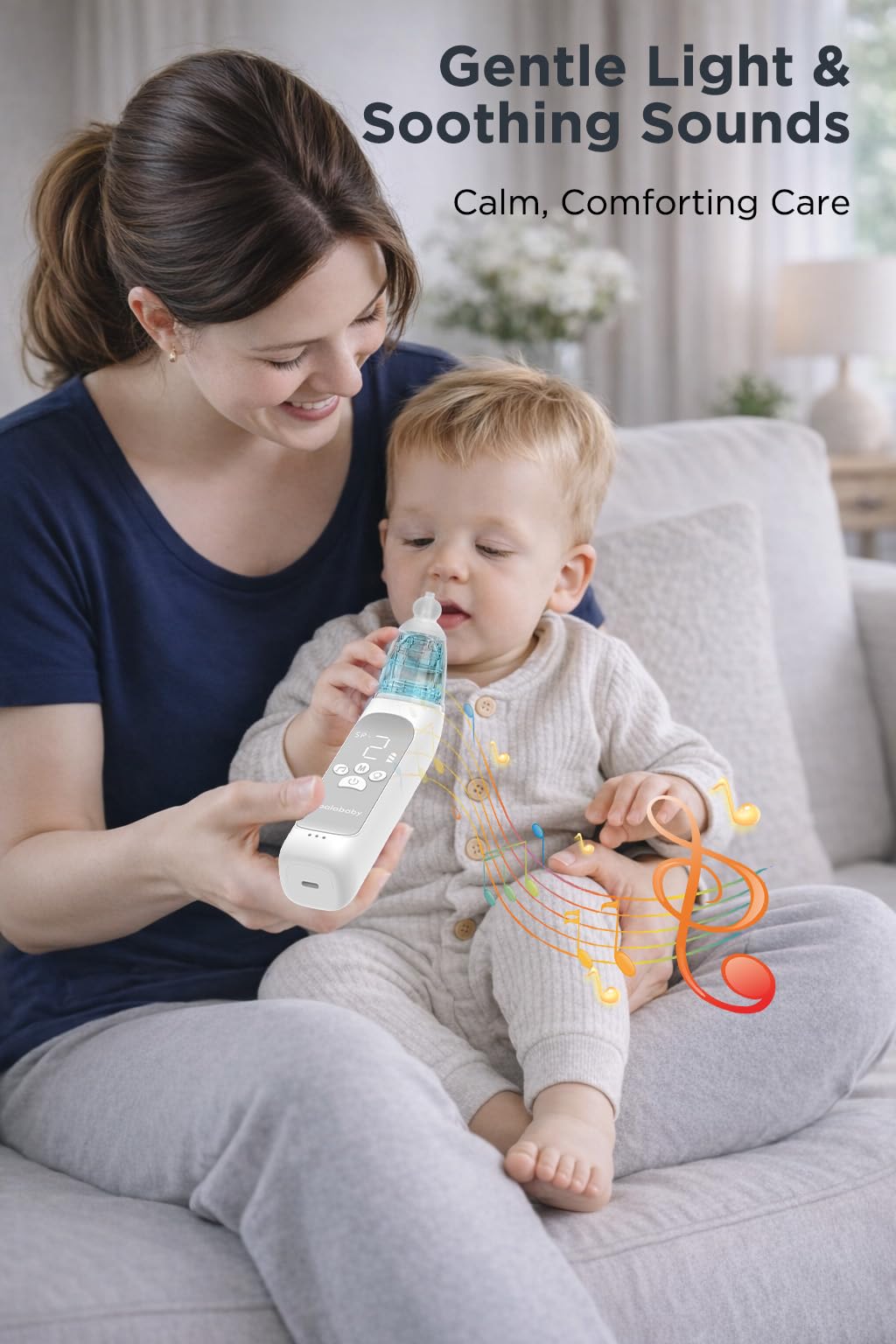 Koalababy Aspirador nasal eléctrico de gran flujo, 2023 último aspirador nasal para bebés, tetina Booger, limpiador nasal para niños pequeños con 3 puntas de silicona, 3 niveles de succión, música y