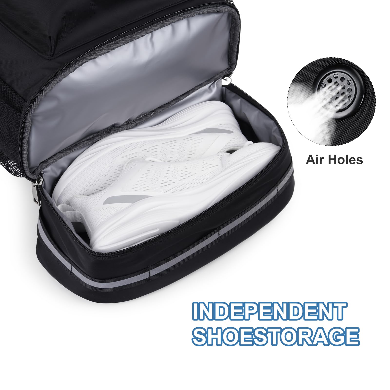 MOSISO Bolsa de Gimnasio para Mujerr y Hombre, Mochila Deportiva con Cordón con Compartimento para Zapatos&Bolsillo Frontal, Bolsa Viaje para Fitness para Viajes Deportes Yoga, Negro
