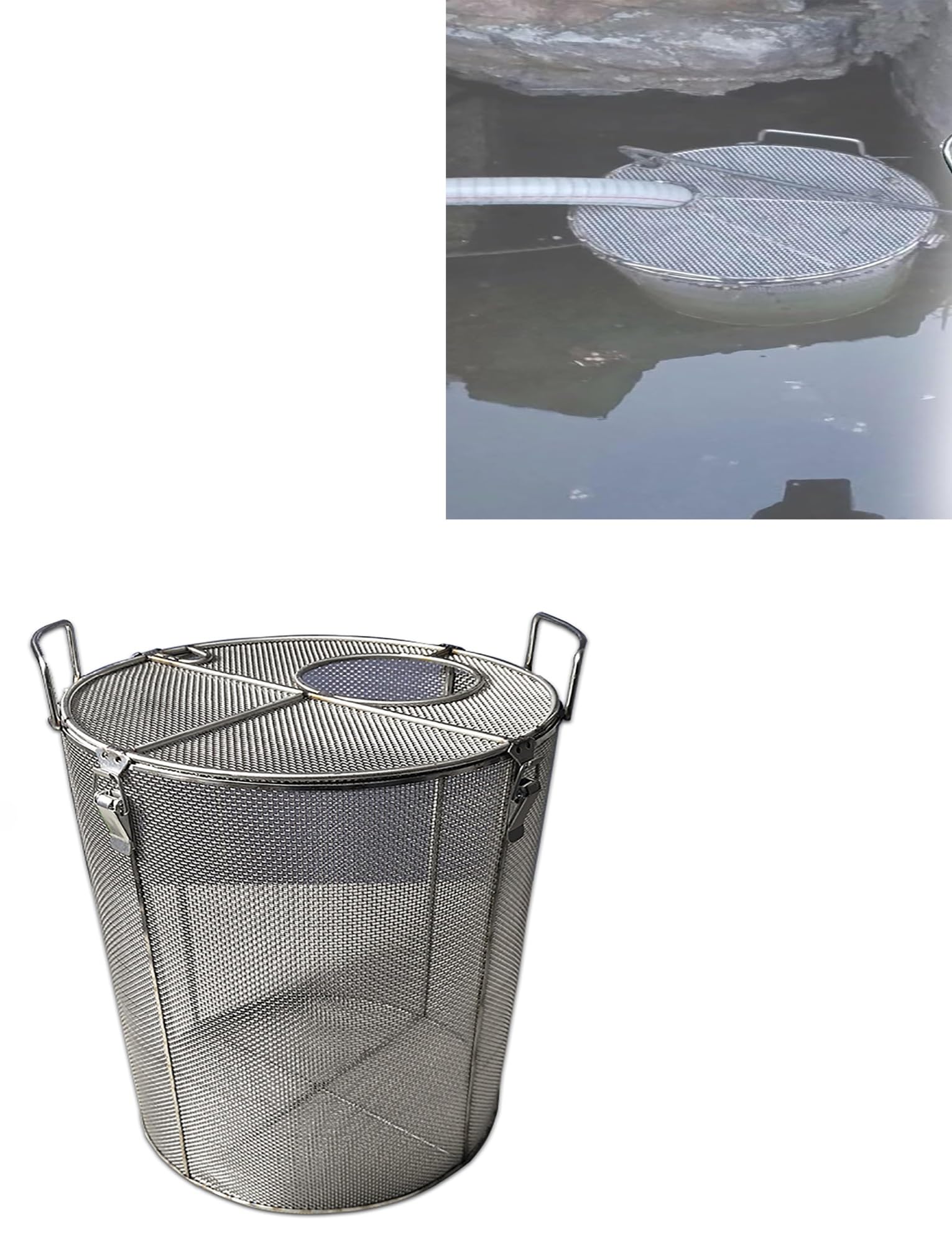 Protector de bomba sumergible, jaula de filtro de acero inoxidable para bombas de aguas residuales de pozo profundo, malla reforzada (2 mm x 32 x 80 cm) - Protección duradera y filtración mejorada