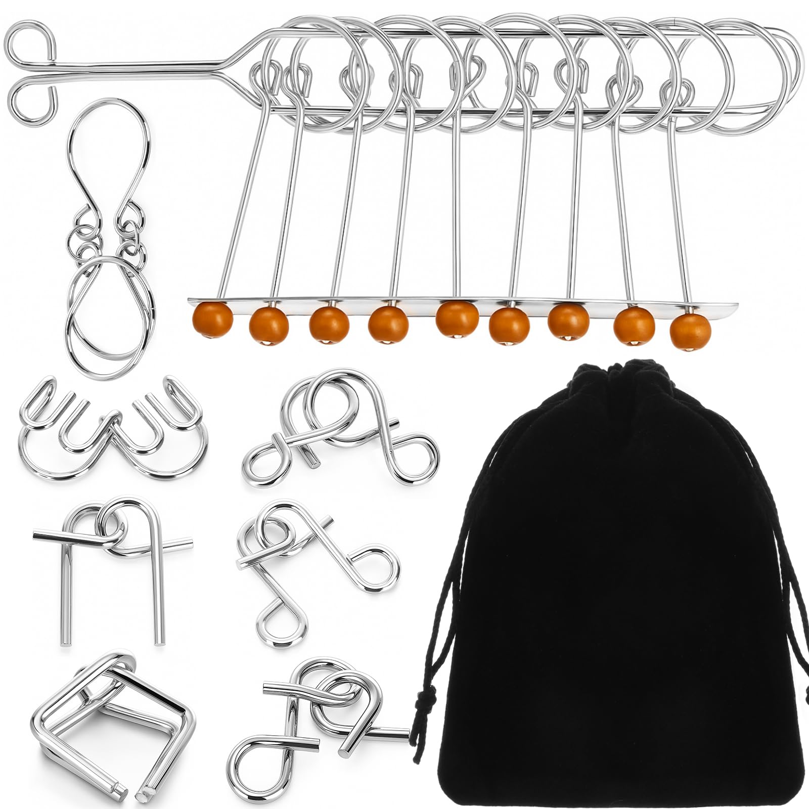 Amazon.com: Yilloog Metal Wire Puzzle Set of 8 with Pouch, Brain