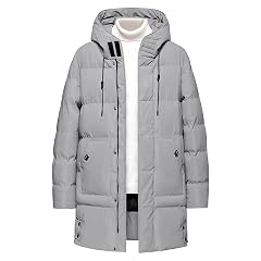 JEShifangjiusu Mens Hooded Long Cotton-Padded Coat Windproof Winter Puffer Coat Mid-Length Parka Down Jacket