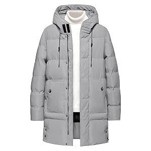 Maiyifu-GJ Mens Puffer Jacket Long Winter Parka Coats Windproof Thicken Hooded Quilted Padded Jackets Warm Outerwear