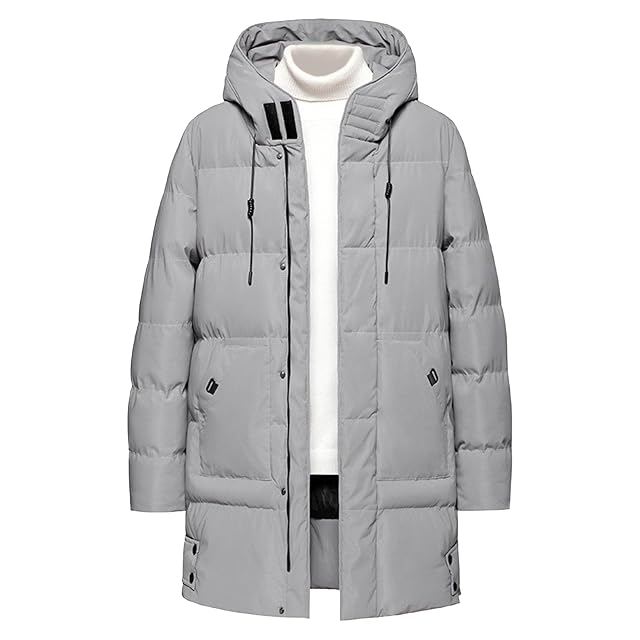 Maiyifu-GJ Mens Puffer Jacket Long Winter Parka Coats Windproof Thicken Hooded Quilted Padded Jackets Warm Outerwear