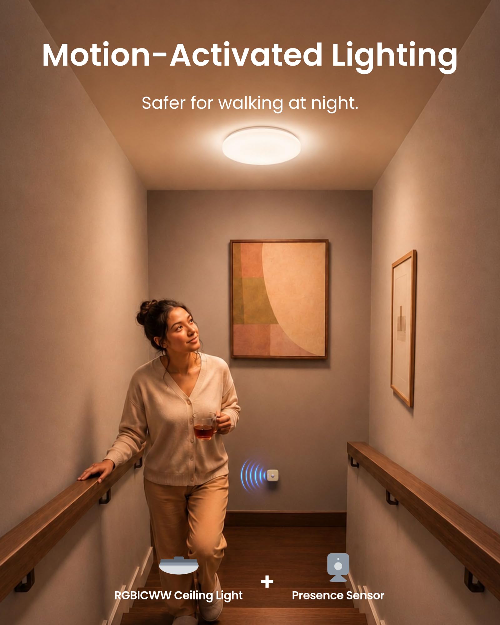 SwitchBot RGBICWW lampa sufitowa 30 cm, inteligentna lampa LED z certyfikatem Matter, 2000 lm, nie wymaga koncentratora, ściemniana 2700 K-6500 K, współpracuje z Apple Home & Alexa, CRI 90+, do