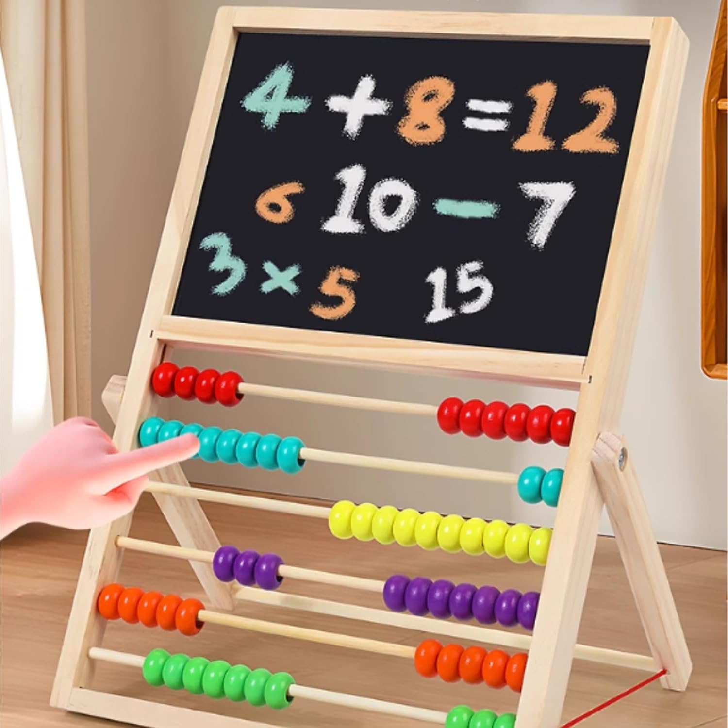 Math Abacus Educational Tool Drawing Board Abacus Wooden Frame Multipurpose 6 Row Counting Frames for Early Learning Office Decoration