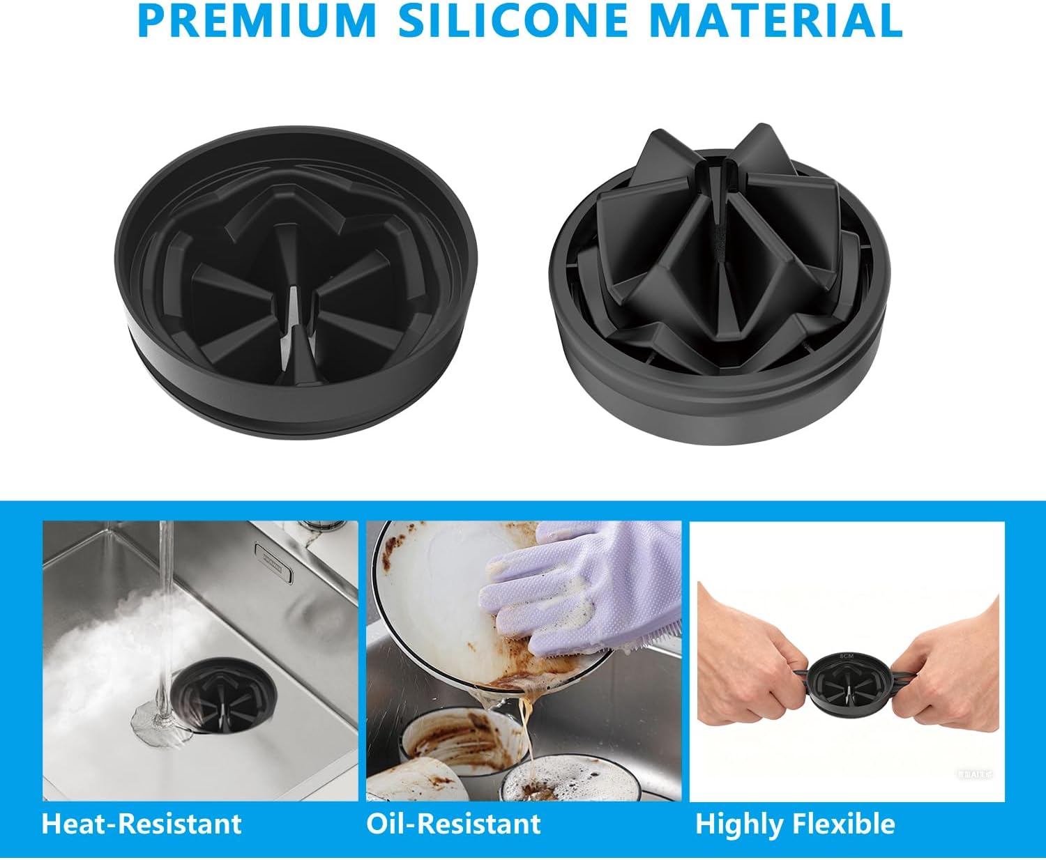 Garbage Disposal Splash Guard 3 3/8" - 1 Pack Universal Sink Baffle for InSinkErator Evolution & Most 3-Bolt Models, Heavy-Duty FDA Silicone with Noise Reducing Petal Design