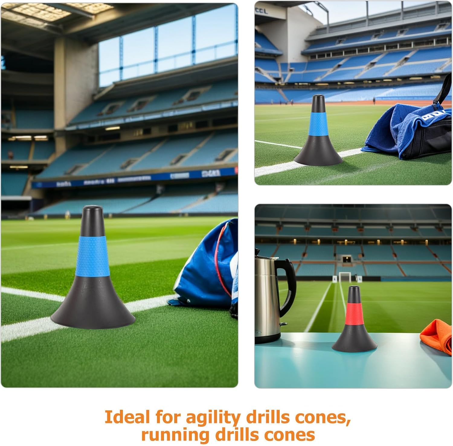 SEWACC 6pcs Cm Pe Soccer Training Marker Cones for Basketball Football | Portable Lightweight Set, High Visibility Field Markers, Standard Size Compliant for School Grounds and Running Drills