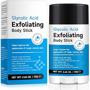 Glycolic Acid Body Exfoliating Stick Glycolic Acid Exfoliating Body Stick with 7% Glycolic Acid & 0.5% Salicylic Acid with Shea Butter for Gentle Body Exfoliation for Dry & Rough Skin - 75g